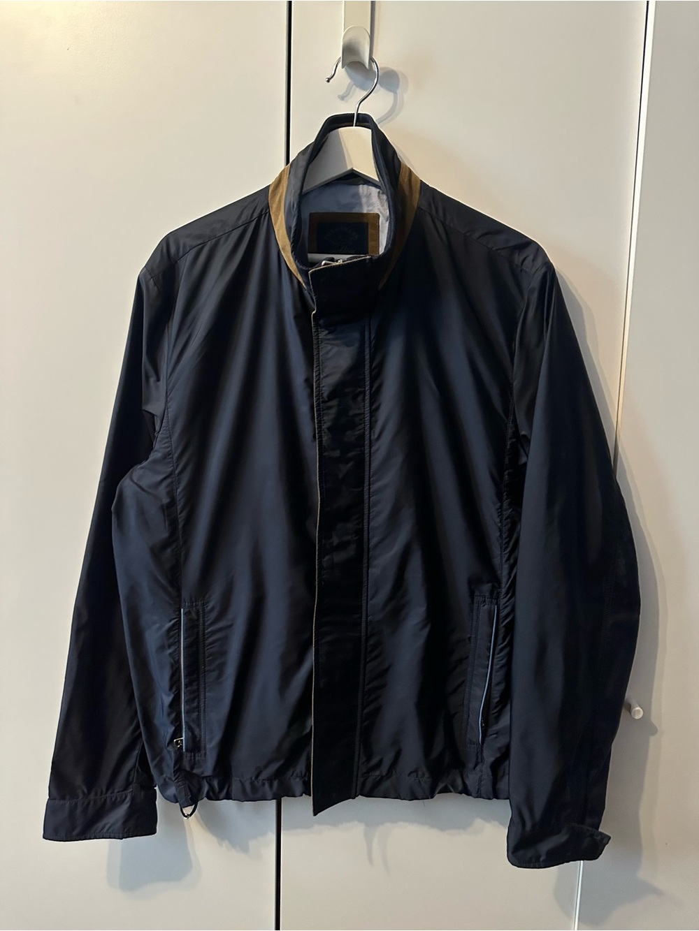 Paul & Shark Navy Nylon Jacket with Suede trim